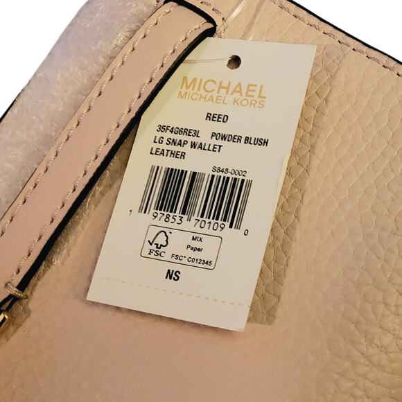 Michael Kors Large Pebbled Leather Wallet Pink Powder Blush - Picture 5 of 5